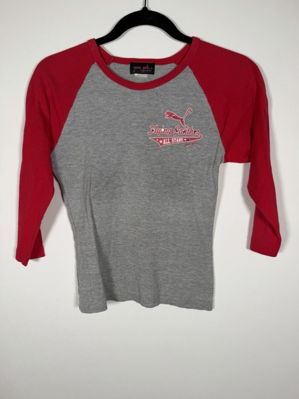 Vintage Y2K Joomi Joolz red gray baseball tee Flying Panthers crystals M